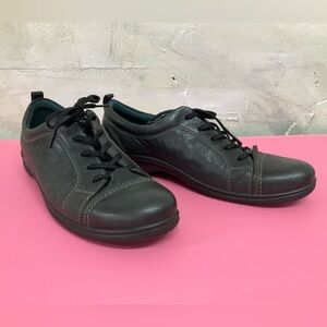 Ecco Comfort Foam Black Leather Oxfords Sz 9W
